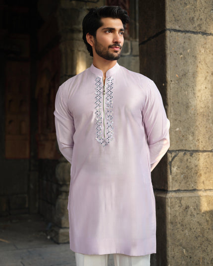 Men's Mirror Work Kurta - Aaina Handcrafted Wedding Kurta | 10 Colors | Khadidhaga