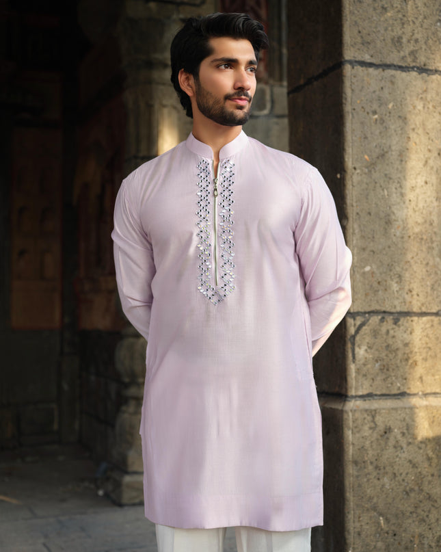 Men's Mirror Work Kurta - Aaina Handcrafted Wedding Kurta | 10 Colors | Khadidhaga