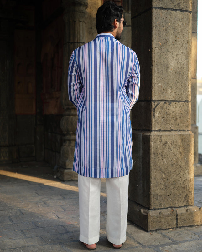 SutraRaag - Khadi Stripped Kurta