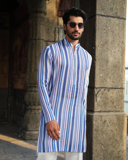 SutraRaag - Khadi Stripped Kurta