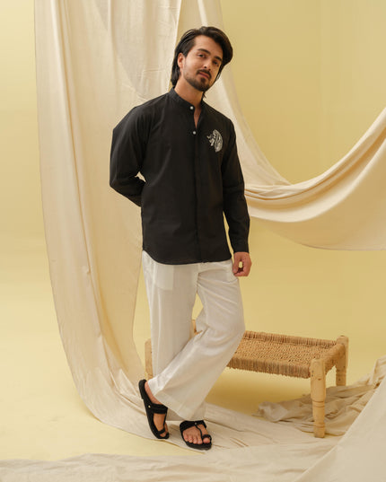 Urban Virasat Shirt with Motif (Black)