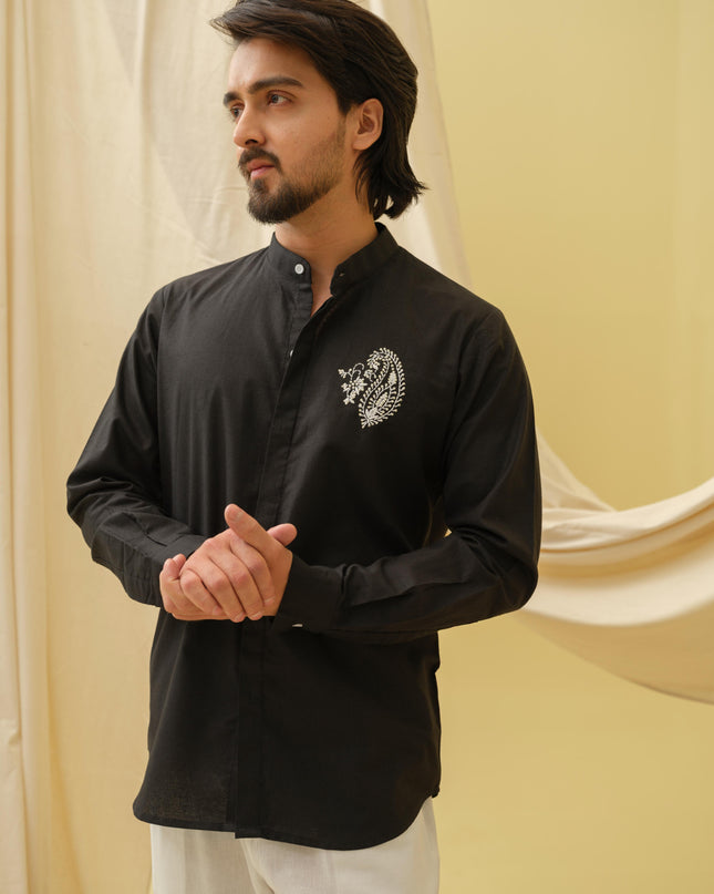 Urban Virasat Shirt with Motif (Black)