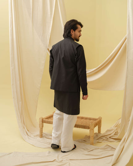 Desi Majesty - 3 Piece Kurta Set (Black)