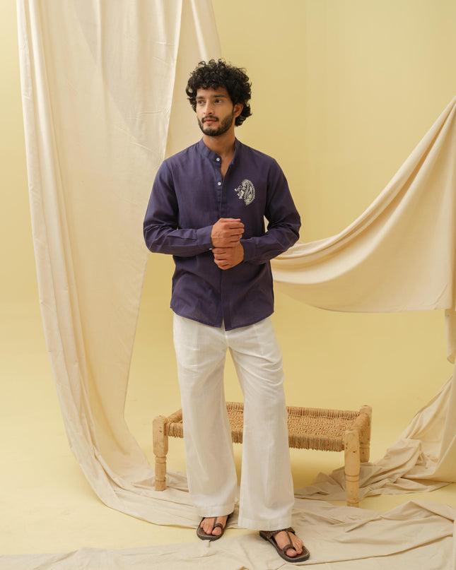 Urban Virasat Shirt with Motif (Navy Blue)