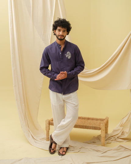 Urban Virasat Shirt with Motif (Navy Blue)