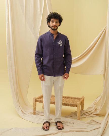 Urban Virasat Shirt with Motif (Navy Blue)