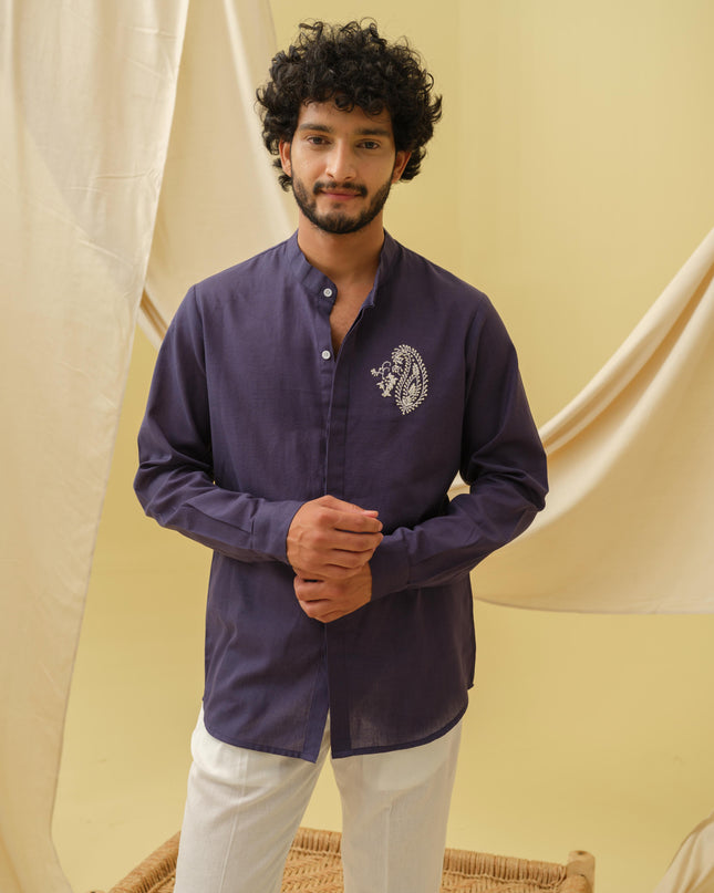 Urban Virasat Shirt with Motif (Navy Blue)