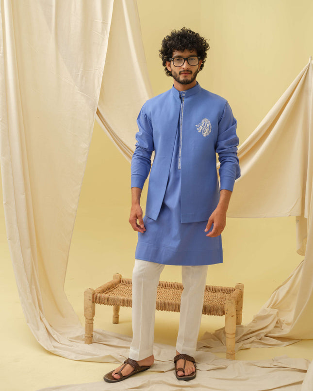 Desi Majesty - 3 Piece Kurta Set (Blue)