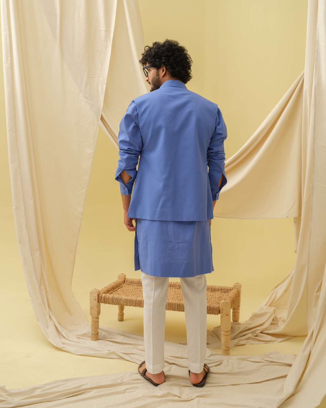 Desi Majesty - 3 Piece Kurta Set (Blue)