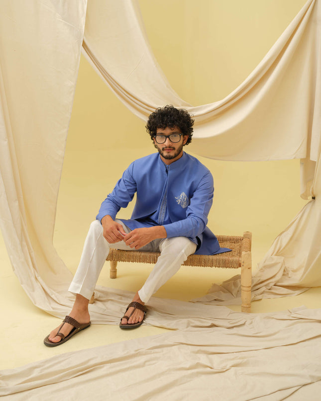 Desi Majesty - 3 Piece Kurta Set (Blue)
