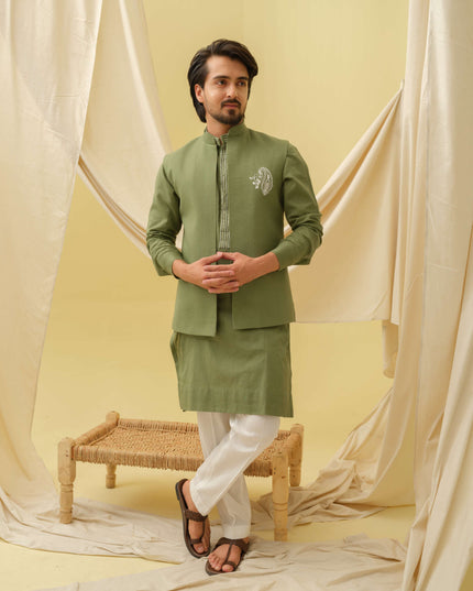 Desi Majesty - 3 Piece Kurta Set (Green)