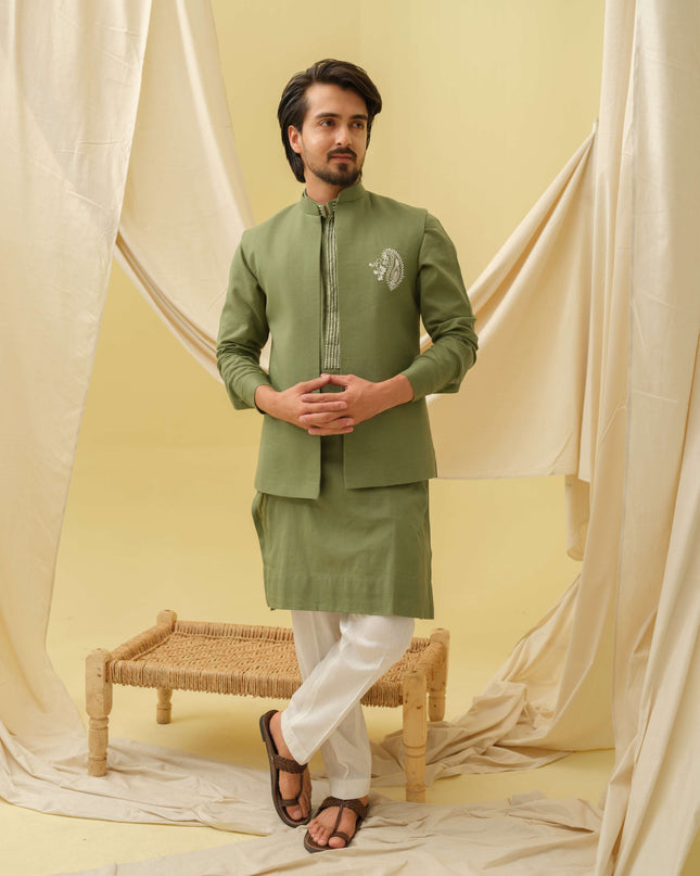 Desi Majesty - 3 Piece Kurta Set (Green)