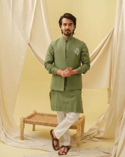 Desi Majesty - 3 Piece Kurta Set (Green)