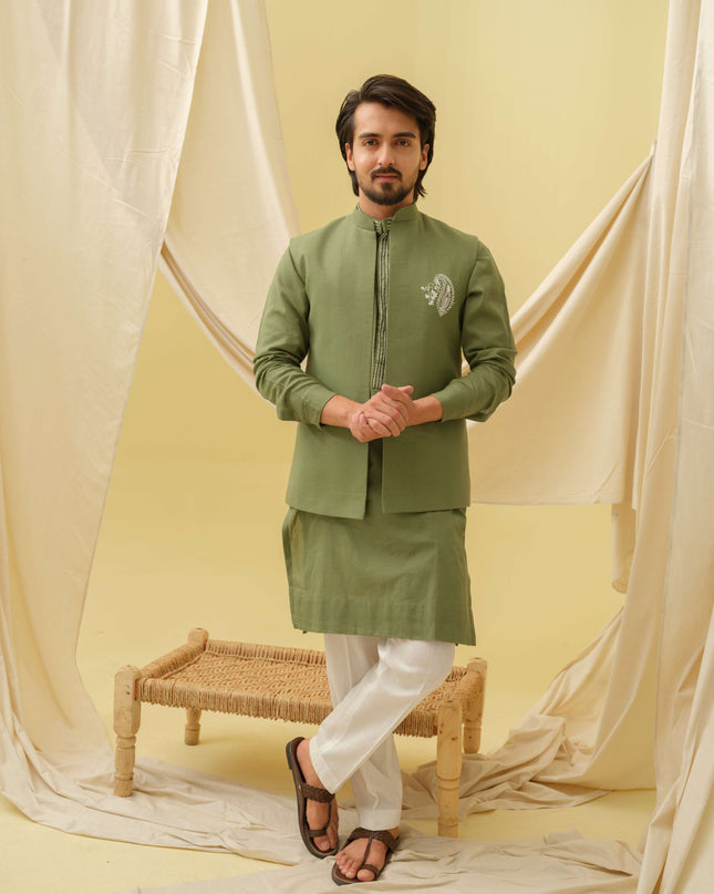 Desi Majesty - 3 Piece Kurta Set (Green)