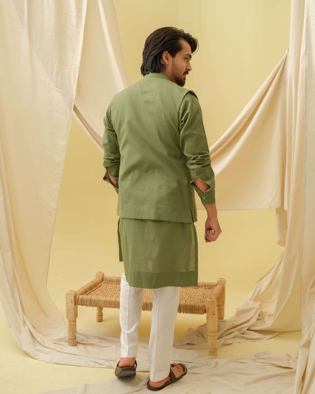 Desi Majesty - 3 Piece Kurta Set (Green)