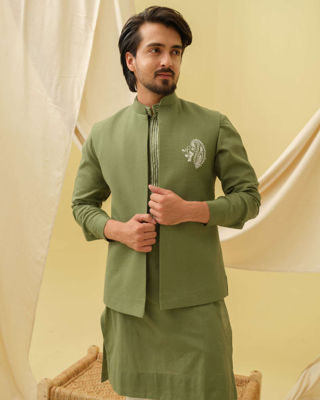 Desi Majesty - 3 Piece Kurta Set (Green)