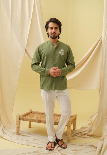 Urban Virasat Shirt with Motif (Green)