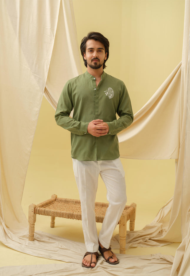 Urban Virasat Shirt with Motif (Green)