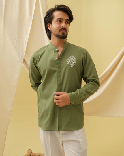 Urban Virasat Shirt with Motif (Green)
