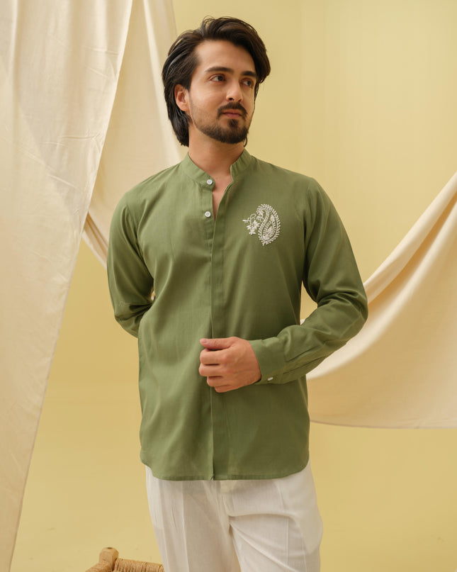 Urban Virasat Shirt with Motif (Green)