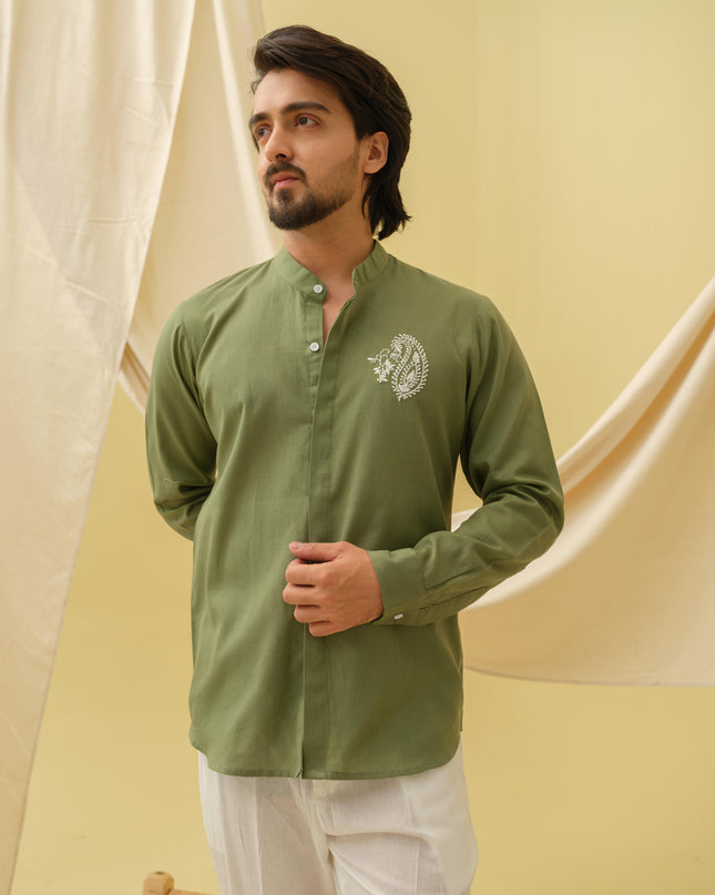 Urban Virasat Shirt with Motif (Green)
