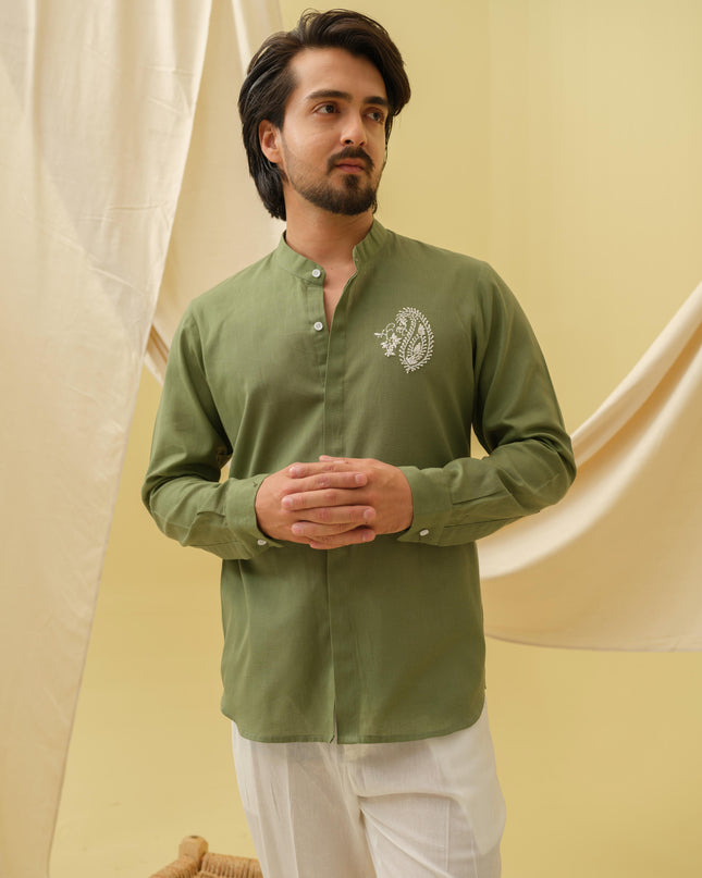 Urban Virasat Shirt with Motif (Green)