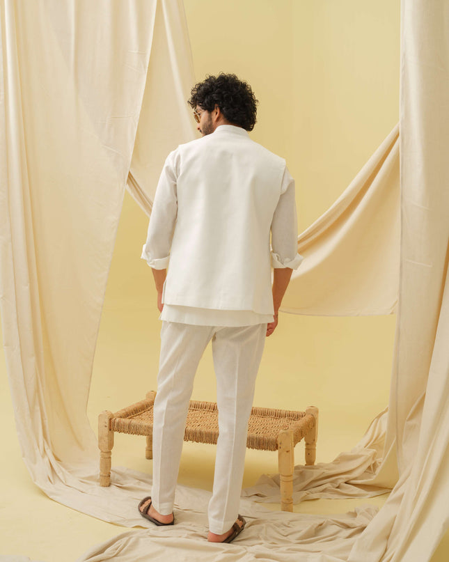 The Urban Gaj- 3 Piece Kurta Set (White)