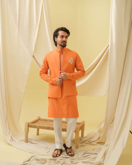 Desi Majesty - 3 Piece Kurta Set (Orange)
