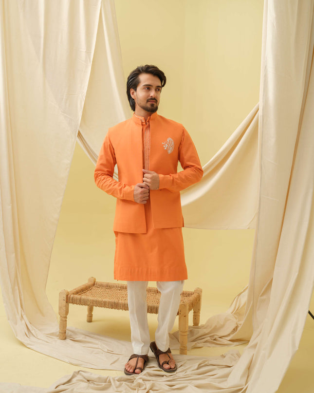 Desi Majesty - 3 Piece Kurta Set (Orange)
