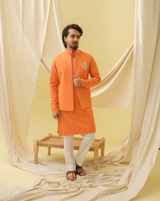 Desi Majesty - 3 Piece Kurta Set (Orange)