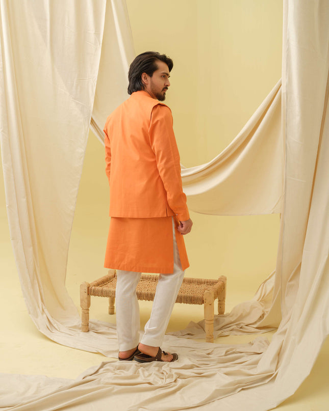 Desi Majesty - 3 Piece Kurta Set (Orange)