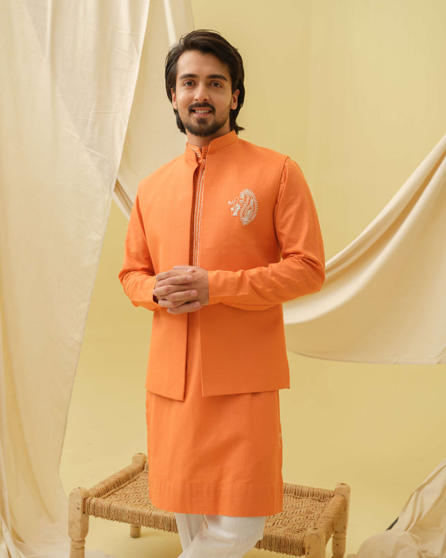 Desi Majesty - 3 Piece Kurta Set (Orange)