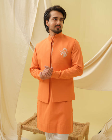Desi Majesty - 3 Piece Kurta Set (Orange)