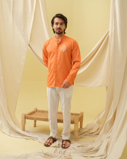 Urban Virasat Shirt with Motif (Orange)
