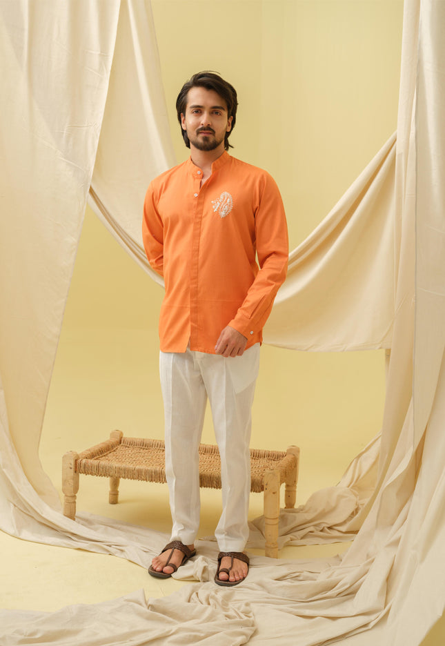 Urban Virasat Shirt with Motif (Orange)