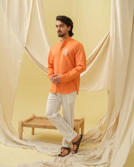 Urban Virasat Shirt with Motif (Orange)