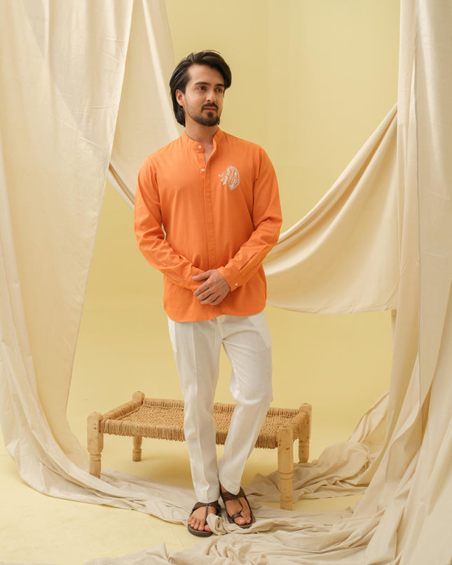 Urban Virasat Shirt with Motif (Orange)