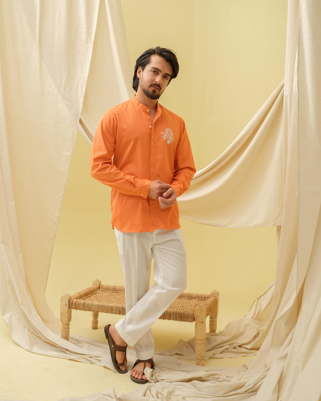 Urban Virasat Shirt with Motif (Orange)