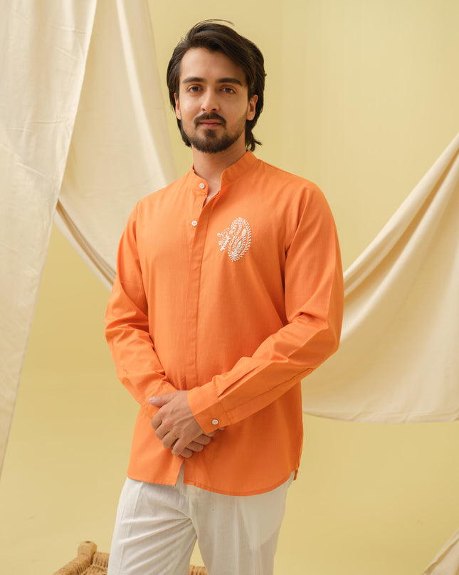 Urban Virasat Shirt with Motif (Orange)