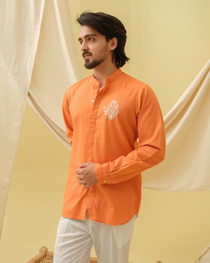 Urban Virasat Shirt with Motif (Orange)
