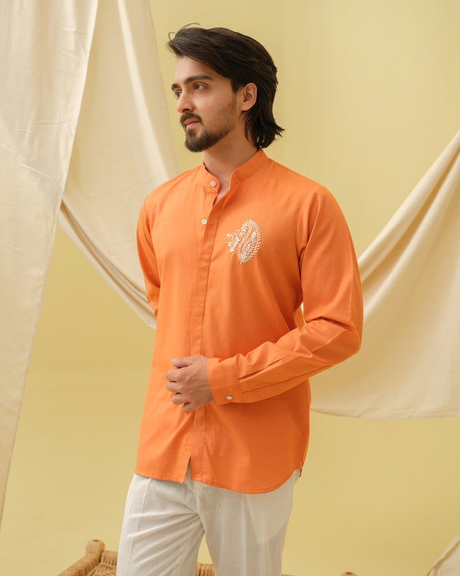 Urban Virasat Shirt with Motif (Orange)