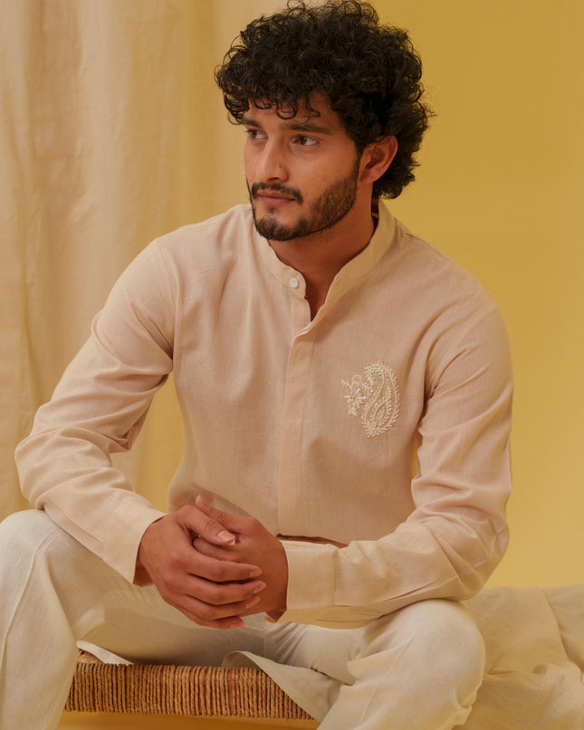 Urban Virasat Shirt with Motif (Beige)