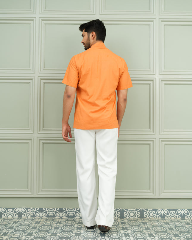 Zesty Twist- Open Collar Shirt with Motif