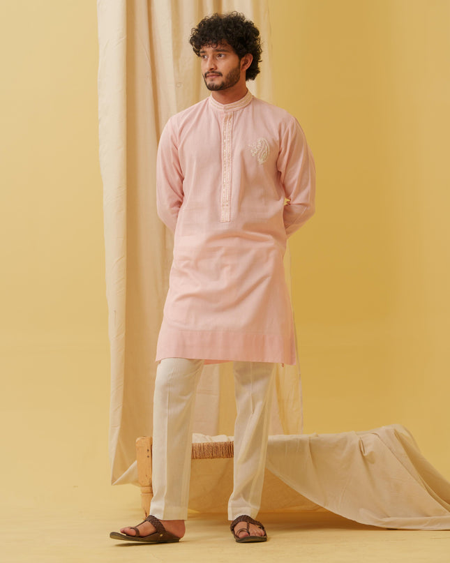 Rajwada Grace Kurta with Motif (Pink)
