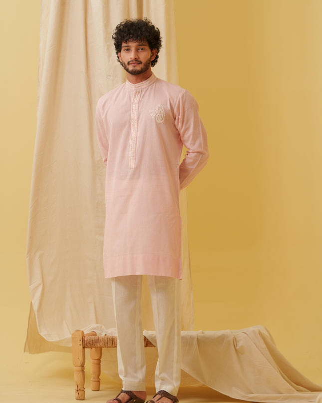 Rajwada Grace Kurta with Motif (Pink)