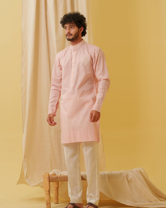 Rajwada Grace Kurta with Motif (Pink)