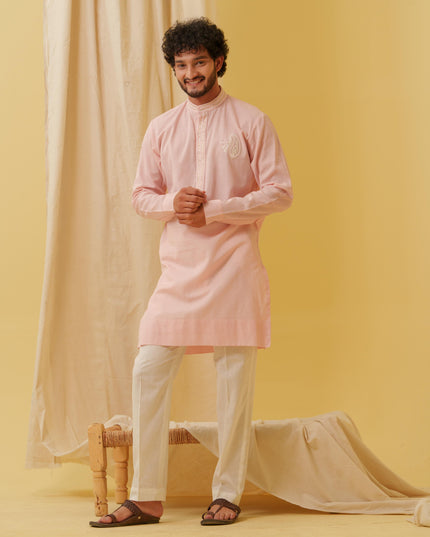 Rajwada Grace Kurta with Motif (Pink)