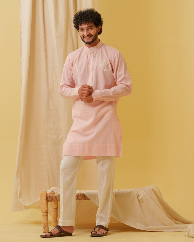 Rajwada Grace Kurta with Motif (Pink)