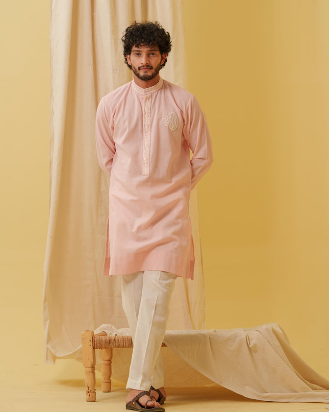 Rajwada Grace Kurta with Motif (Pink)