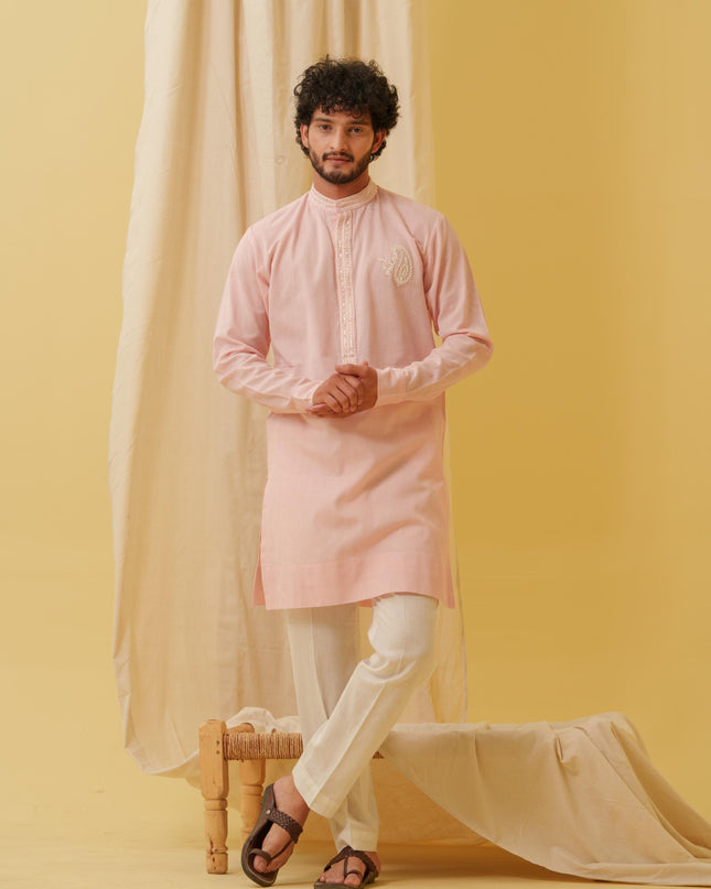 Rajwada Grace Kurta with Motif (Pink)